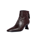 2024 New Niche Show Thin High With Small Square Head Thick Heel Martin Boots Female Sheepskin Black Ankle Boots