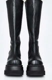 New Spot Thick Soles, Large Size Boots, Autumn New Muffin Sole Leather Boots, Solid Color High-Heeled Women's