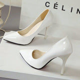 Breakj Black High-Heeled Women 2025 New Fine Heel In Fairy Net Red Leather Pointed Single Shoe