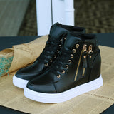 Heightened Women's Shoes 2024 Spring New Leisure High-Upper Shoes, All-Purpose Sports Shoes, Lightweight And Thin Single Shoes,
