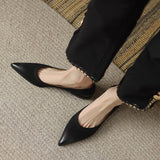 Breakj Retro Wiping Pointy Light-Mouthed Single-Shoe Women 2025 New Comfortable Soft Leather Thick Heel Low-Heeled Single