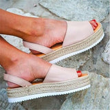 Sandals Summer Shoes Female Thick Bottom Hemp Platform Heel Sandals PU Leather Back Strap Casual Ladies Flat Shoes