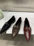 New Light Extravagant Square Metal Buckle Deep-Mouth Commuter Shallow-Heeled French Vintage