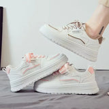 Breakj Breathable Thick-Bottomed Small White Shoes 2025 New Student Leisure Sports Board Shoes Bump Color Tie Women's