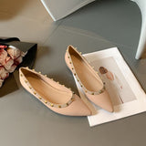 Breakj New Spring And Summer Rivet Flat Shoes Shallow Patent Leather Willow Soft Soles Shoes Flat Shoes Women Sharp Single