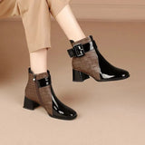 Women's Boots Fall 2023 New Add Down Fashion Boots Women's Thick Heel Square Head Large Size Black Coffee Ankle Boots