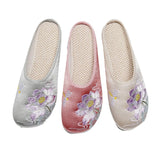 Breakj Single Slippers / Woolen Cotton Slippers Hanfu Shoes Women Embroidered Cloth Shoes Woolen Cotton
