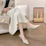 New Fashion Stiletto Slingback Sandals Pointed Toe Slip-on Muller Shoes Ladies Elegant Shallow Mouth Night High