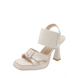 Breakj Side Thick Sole Fine Heel Sandals Women 2025 Summer New Belt Buckle Waterproof Toe High-Heeled