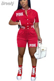 Pink Printed Baseball Coat Pants Two Piece Sets Spring Fall Outfits Womens Track Suits Casual Fashion Streetwear