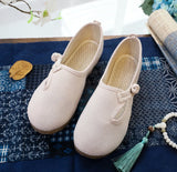 Breakj Shoes Beef Tendon Bottom Ethnic Wind Cloth Shoes Retro Plate Buckle Pure Color Literary And Art Sen Tea Art Women's Singles