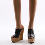 For 2023 Simple Wind Slope And Spell Color High Heel Slippers A60-40 Have To Do 35-42