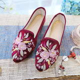 Breakj Single Shoes Cotton Shoes Pointed Shoes Muller Shoes Fashion National Style Women's Single Shoes Embroidered Cloth