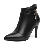 Breakj Fine-Heeled Temperament Female Boots 25 Autumn And Winter New High Heel Boots Pointed Short Boots Nude Boots Large Women's
