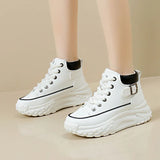 Women High Top Boots 2024 Spring Lace-up Platform Sneakers Non-slip Sneakers Comfy Outdoor Running Shoes Casual Tenis De