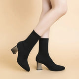 Women Boots High Heels Over The Knee Boot Knitting Socks Booties Stretch Fabric Thigh High Boots Woman Shoes High Heels