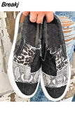 Women Casual Shoes Loafers Snake Printing Ladies Canvas Patchwork Platform Autumn Sneakers for