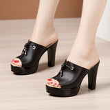Thick-Heeled, Fashionable Slippers For Women In 2023 Summer New Thick-Soled Waterproof Platform Large Size 4043 Fish Mouth
