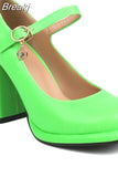 Heels Mary Jeans Pumps 2023 Summer Fashion Ankle Buckle round Toe Women Pumps Elegant Comfy Walking Pumps Plus Size