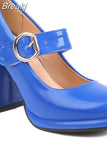 Heels Mary Jeans Pumps 2023 Summer Fashion Ankle Buckle round Toe Women Pumps Elegant Comfy Walking Pumps Plus Size