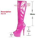 Pop Candy Color Mid-Calf Boots Side Zipper Waterproof Platform Stiletto Pumps Spring And Autumn Pole Dance Shoes