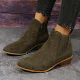 Breakj Women's Boots New Square With Large Size Women's Boots Velvet Fashion Boots Side Zippered Tips Short