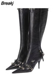 Knee High Boots 2023 Winter Boots Brand New Super High Thin Heels With Rivet Retro Fashion Cool For Women Summer