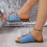 Breakj Summer New Rome Leisure Pure Color Leather Buckle With Flat Bottom Large-Size