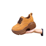 Breakj New Spring And Autumn Fashion Daily Joker Casual Thick Sole Show Thin Increased Lace Joker Low Help Women's Single