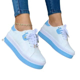Breakj 2025 Summer Round Head Four Seasons New Pine Cream Bottom Black And White Double Tie With Casual Sports Women's Single