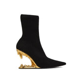 Breakj Metal High-Heeling Hollow Tusk Giant Tooth Tiger Tooth Alien And Knitted Elastic Short Boots Socks Women's