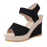 Women 2023 Summer New Waterproof Platform Korean Version With Wedge Fish Mouth Women Fashion Breathable Lace Women's