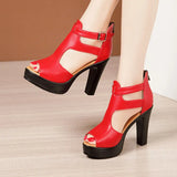 Sandals Women's Large Size 2023 Summer New Thick-Soled Waterproof Platform High-Heeled Open-Toed Model Catwalk