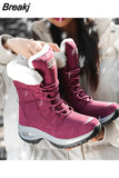 Women Boots Platform Shoes Keep Warm Mid-Calf Snow Boots Ladies Lace-up Comfortable Quality Waterproof Chaussures