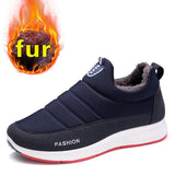 Boots Women Shoes Warm Plush Fur Ankle Boots Winter Female Slip On Flat Casual Shoes Waterproof Women