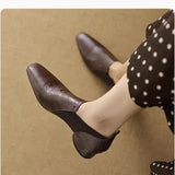 Breakj Single Shoes Children, Thick Heel, Deep Mouth, British Small Single Shoes, One Foot Pedal Square-Headed Loafers 2024 New Commuter
