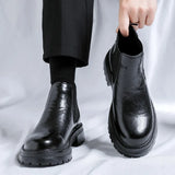Breakj British Style Round Head Thick Bottom Martens Men's 2024 New Single Shoe Thick Heel Chelsea Boots