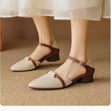 Breakj Sandals 2025 New Baotou Sandals With High Heel Hollow Sandals Women's Round