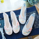 Breakj Shoes Antique Shoes Embroidered Mesh Yarn Single Shoes Round Head Hollow Flat Embroidered Shoes