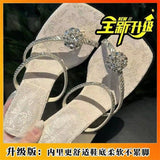 Breakj Temperament Cool Drag Woman 2025 New Set Of Toes Height Crystal And Fairy Sandals Square Dress Fashion