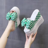 Shoes Lady Butterfly-Knot Ladies' Slippers Slipers Women Luxury Slides On A Wedge Platform Soft 2024