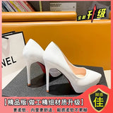 Breakj Luxury High Heels Women's Fine Heel Pointed Women's Shoes Sexy 12CM Single Shoes Black White Red Shoes Are Not