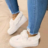 Breakj Round Head Platform With Velvet And Thick Warm Cotton Shoes Women's Plus Size Knit Bag Shoes Snow Boots Bean