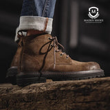 Retro Winter Shoes Men Boots Desert High Top Boot Casual Vintage Street Cool Shoe Winter Brown Martin Leather