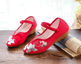 Breakj Not Include Shoe Box Pointed Shoes Single Shoes Spring And Summer Beef Tendon Bottom Lady Shoes Plate Buckle Embroidered Cloth Shoes With Cheongsam Women's