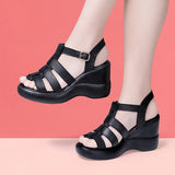 Heel Heel Fish Mouth Sandals Women 2023 Summer New Muffin Thick Bottom Waterproof Platform Full-Size Hollowed-Out
