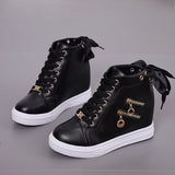 Heightened Women's Shoes 2024 Spring New Leisure High-Upper Shoes, All-Purpose Sports Shoes, Lightweight And Thin Single Shoes,