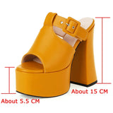 Large Size 46 Women Solid Slip On Buckle Peep Toe Platform Shoes High Heel Sexy Quality Pumps Women