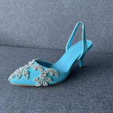 Breakj Cm Light-Mouthed Sharp White Wedding Sandals Fine Heel Size Size Diamond Chain Wedding Shoes Wedding Shoes Wedding