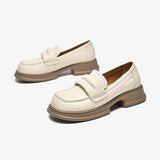 Platforms Women Pumps Spring Summer Working Casual Thick Heels Genuine Leather Loafers Shoes Woman Vintage